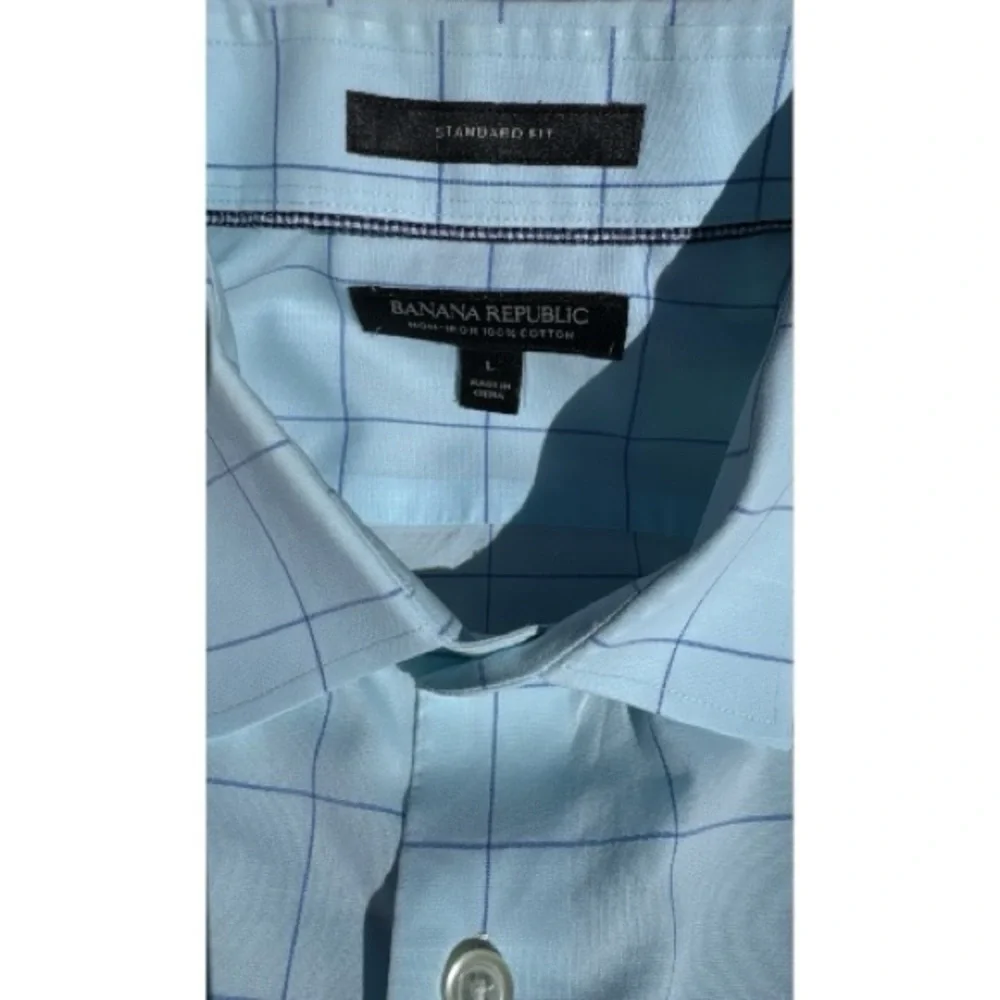Banana Republic Standard Fit Men's Long Sleeve Dress Shirt Pale Blue Size L